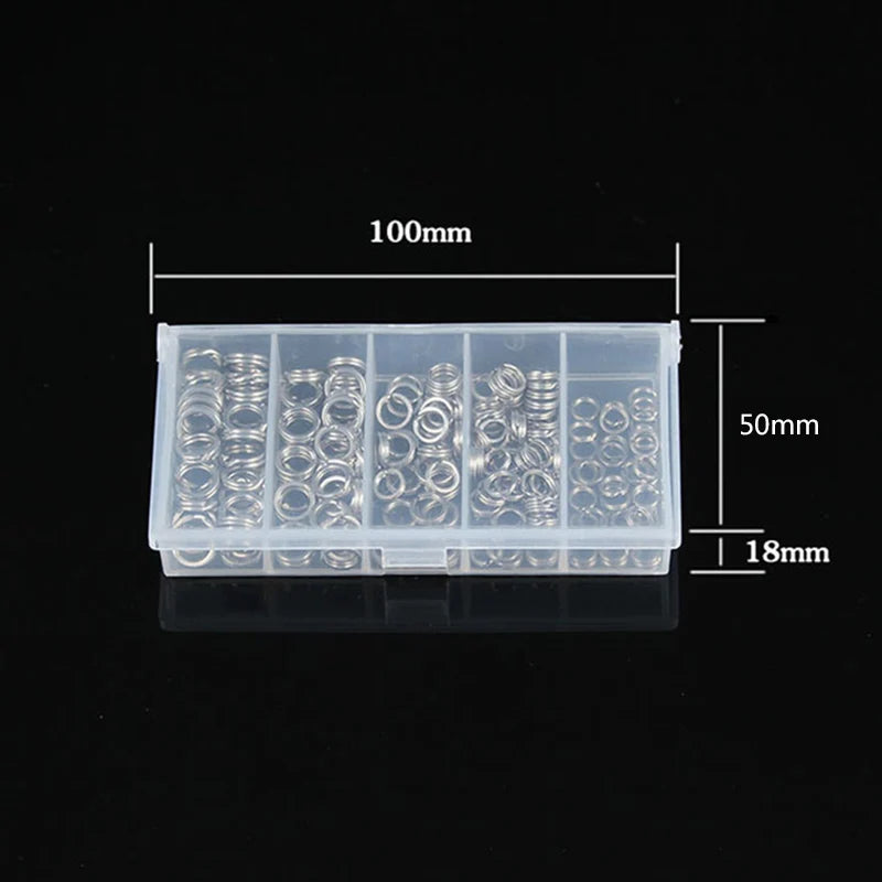 Anelli Spaccati INOX per pesca – 200 Pezzi (5 Misure)